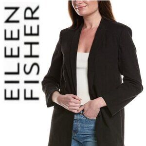 Eileen Fisher Black One Button Blazer Jacket XS Minimal Stretch Layering